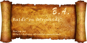 Balázs Afrodité névjegykártya